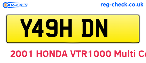 Y49HDN are the vehicle registration plates.