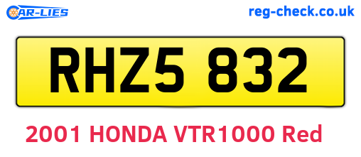 RHZ5832 are the vehicle registration plates.
