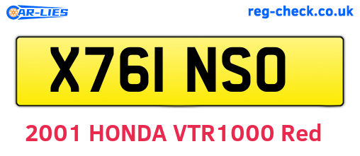 X761NSO are the vehicle registration plates.