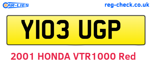 Y103UGP are the vehicle registration plates.