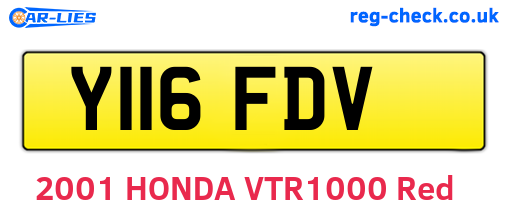 Y116FDV are the vehicle registration plates.