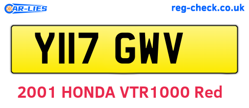 Y117GWV are the vehicle registration plates.
