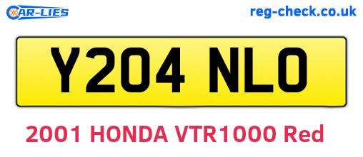 Y204NLO are the vehicle registration plates.