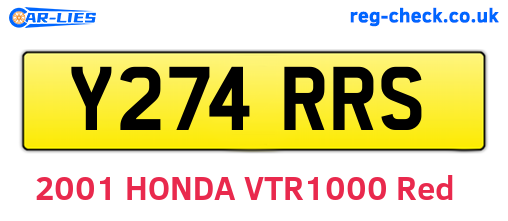 Y274RRS are the vehicle registration plates.