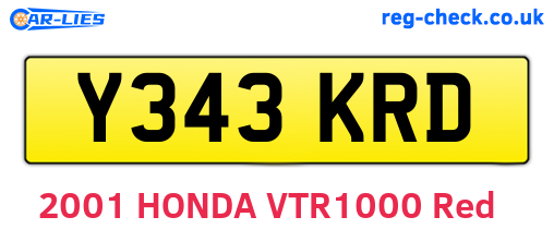 Y343KRD are the vehicle registration plates.