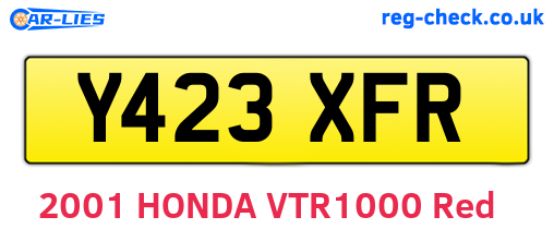 Y423XFR are the vehicle registration plates.