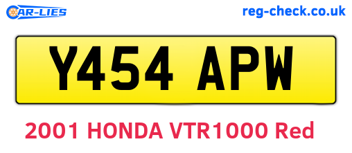 Y454APW are the vehicle registration plates.