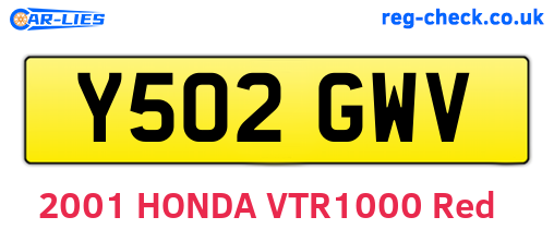 Y502GWV are the vehicle registration plates.