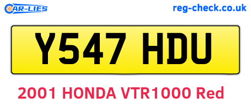 Y547HDU are the vehicle registration plates.