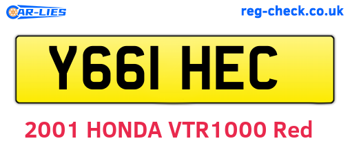 Y661HEC are the vehicle registration plates.