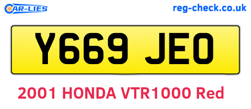 Y669JEO are the vehicle registration plates.