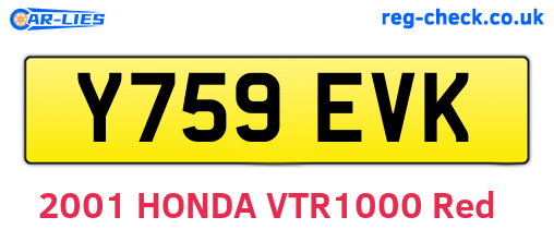 Y759EVK are the vehicle registration plates.