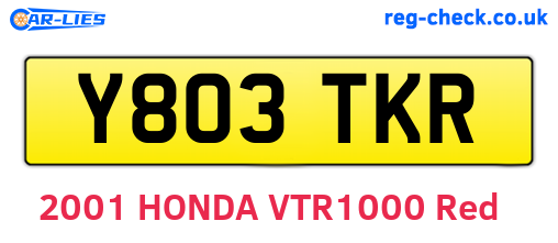 Y803TKR are the vehicle registration plates.
