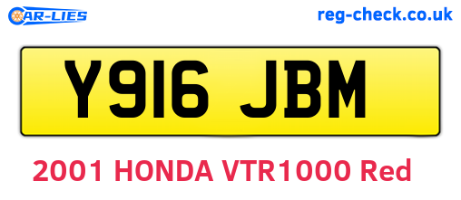 Y916JBM are the vehicle registration plates.