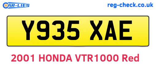 Y935XAE are the vehicle registration plates.