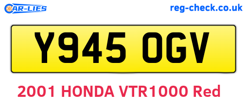 Y945OGV are the vehicle registration plates.