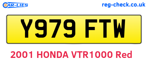 Y979FTW are the vehicle registration plates.
