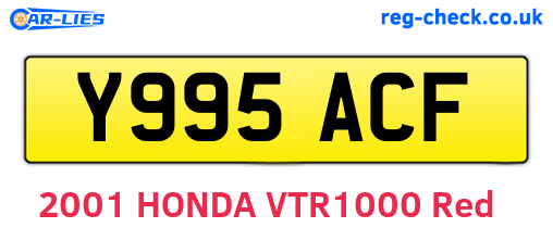 Y995ACF are the vehicle registration plates.