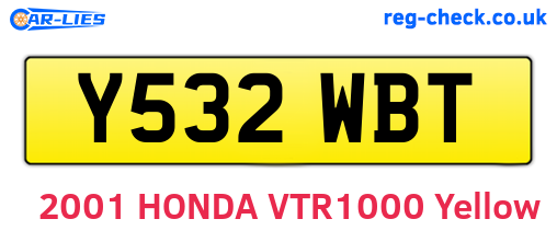 Y532WBT are the vehicle registration plates.
