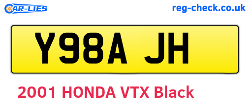 Y98AJH are the vehicle registration plates.