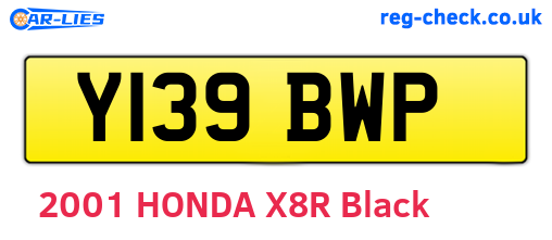 Y139BWP are the vehicle registration plates.