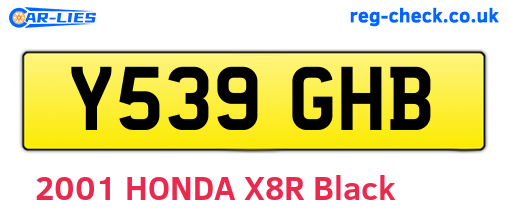 Y539GHB are the vehicle registration plates.