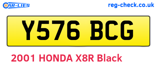 Y576BCG are the vehicle registration plates.