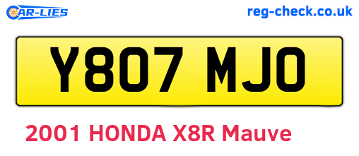 Y807MJO are the vehicle registration plates.