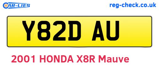 Y82DAU are the vehicle registration plates.