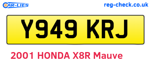 Y949KRJ are the vehicle registration plates.