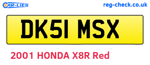 DK51MSX are the vehicle registration plates.