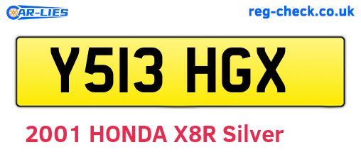 Y513HGX are the vehicle registration plates.