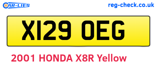 X129OEG are the vehicle registration plates.