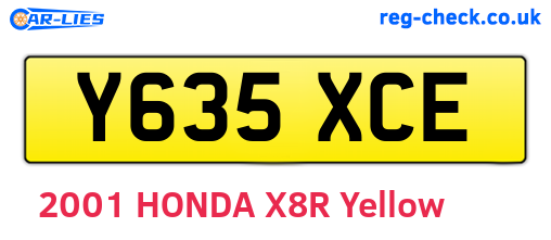 Y635XCE are the vehicle registration plates.
