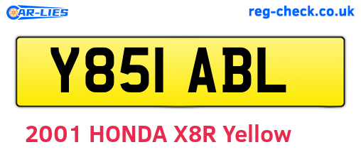 Y851ABL are the vehicle registration plates.