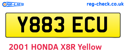 Y883ECU are the vehicle registration plates.