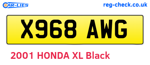 X968AWG are the vehicle registration plates.