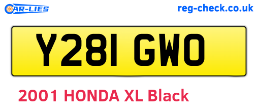 Y281GWO are the vehicle registration plates.