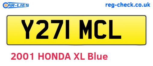Y271MCL are the vehicle registration plates.