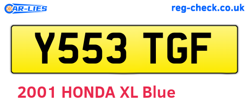 Y553TGF are the vehicle registration plates.