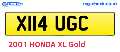 X114UGC are the vehicle registration plates.