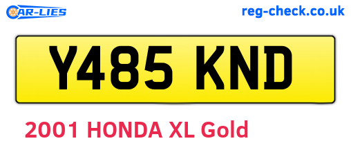 Y485KND are the vehicle registration plates.