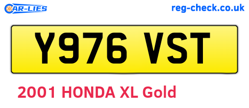 Y976VST are the vehicle registration plates.