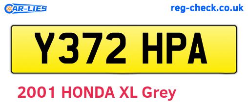 Y372HPA are the vehicle registration plates.