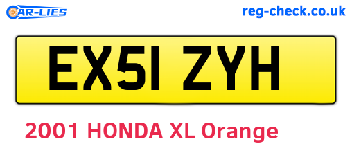 EX51ZYH are the vehicle registration plates.