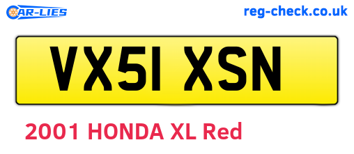 VX51XSN are the vehicle registration plates.