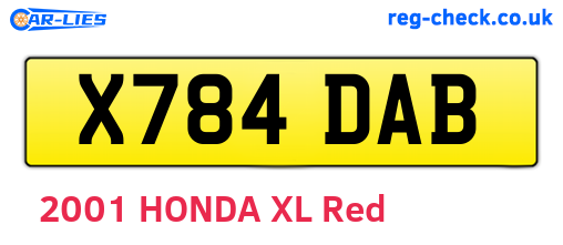 X784DAB are the vehicle registration plates.