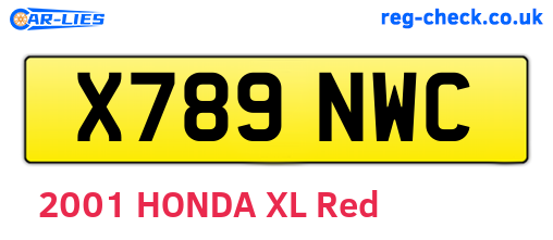 X789NWC are the vehicle registration plates.