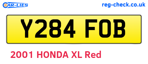 Y284FOB are the vehicle registration plates.