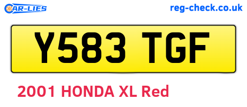 Y583TGF are the vehicle registration plates.